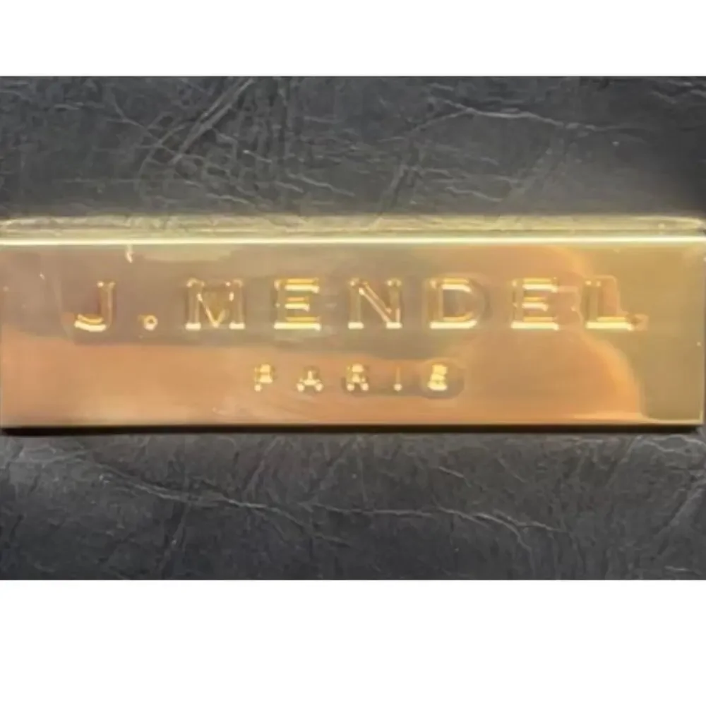 J. Mendel Cosmetic Clutch Bag black faux leather gold zipper
